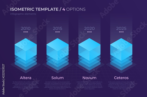 Vector design with isometric elements, template for creating inf
