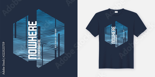 Nowhere and everywhere abstract fashionable vector t-shirt and a