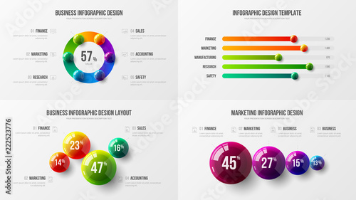 Premium quality marketing analytics presentation vector illustration template bundle. Business data visualization creative design layout. Amazing corporate statistics information infographic set.