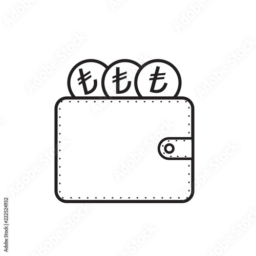 wallet and turkish money icon vector design illustration