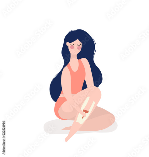 hand drawn vector flat illustration - depilation procedure