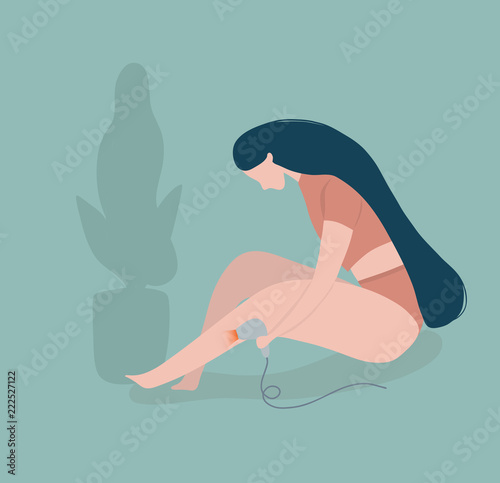 hand drawn vector flat illustration - depilation procedure