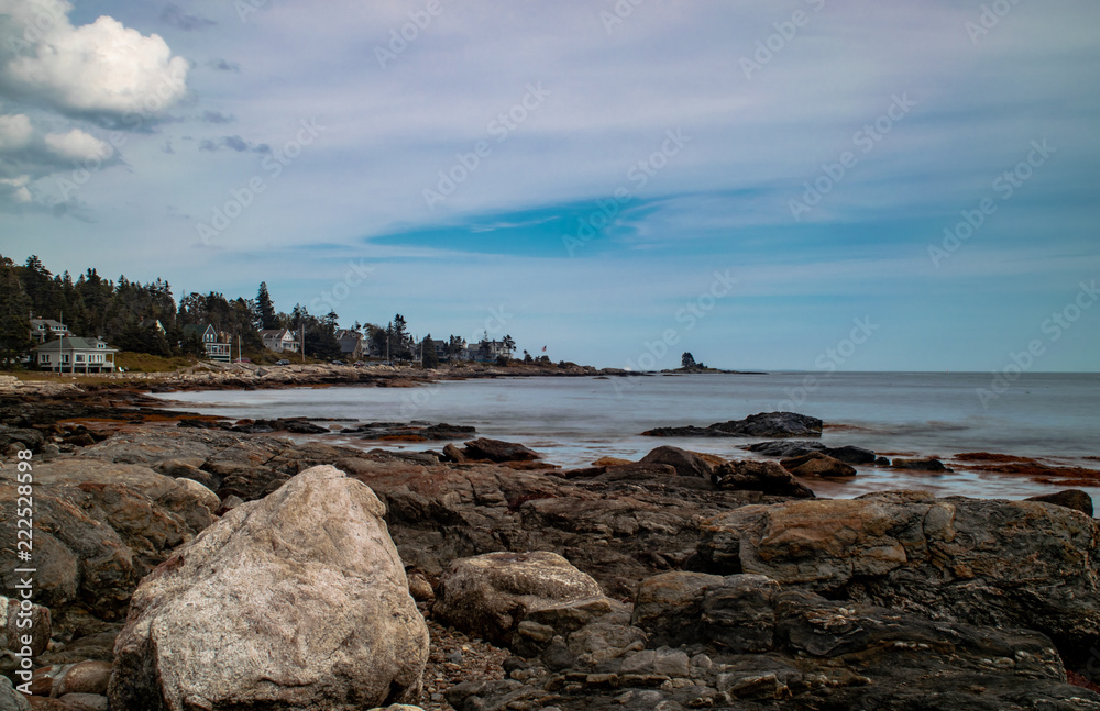 Cloudy Maine coastline