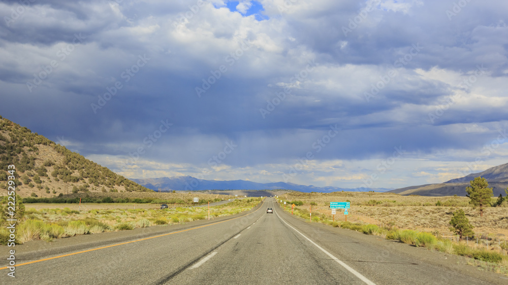 Stunning rural highway 395 landscape with beautiful clouds