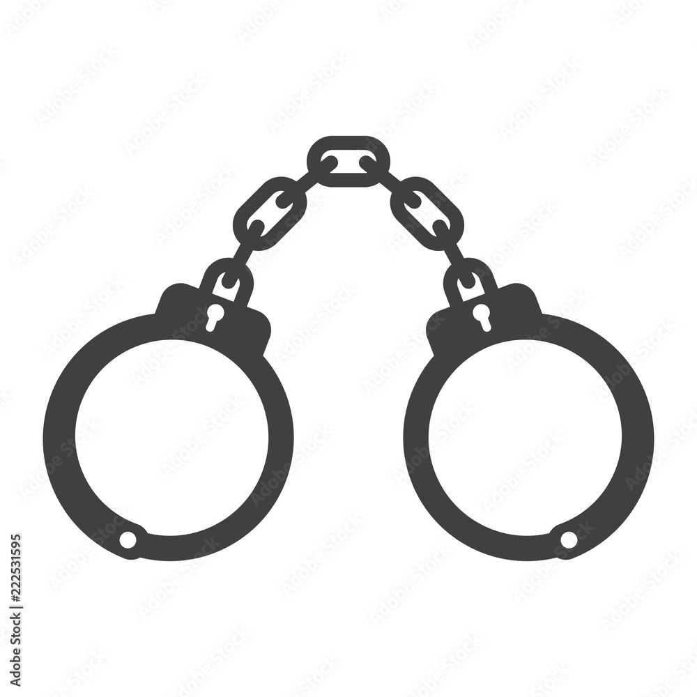 Icon handcuffs. Vector illustration on white background. Icon handcuffs. Vector illustration on white background.