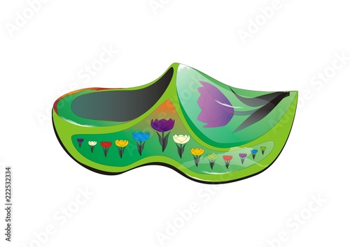CLOGS-NETHERLANDS COUNTRY OF WINDMILL AND FLOWER Tulips 