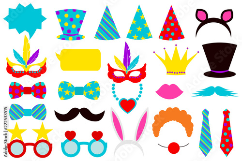 photo booth props for Party Birthday . Vector illustration