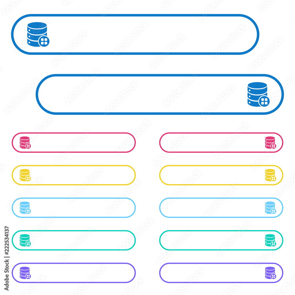 Database modules icons in rounded color menu buttons Database modules icons in rounded color menu buttons