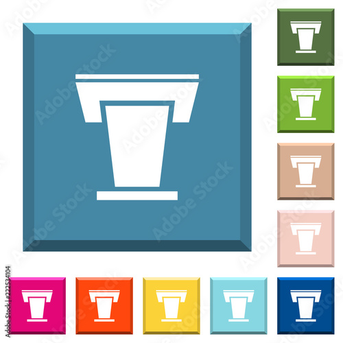 Conference podium white icons on edged square buttons