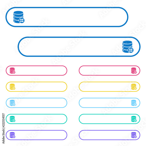 Database modules icons in rounded color menu buttons