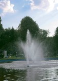 landscape with pretty fountain in park 