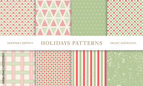 Winter holidays seamless patterns