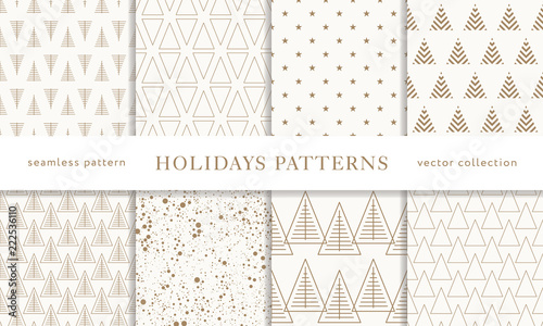 Winter holidays seamless patterns
