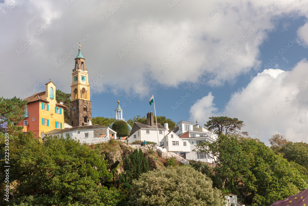 Popular tourist resort of Portmeirion, North Wales, UK, the Italianate village built by Clough Williams-Ellis.
