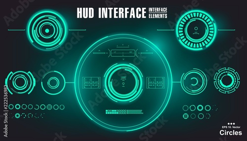 Futuristic green virtual graphic touch user interface, target. HUD user interface