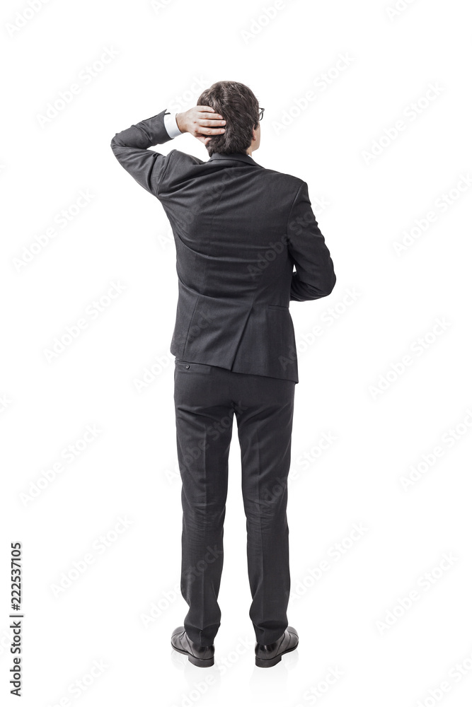 Young dark hair businessman looking and thinking Young dark hair businessman looking and thinking