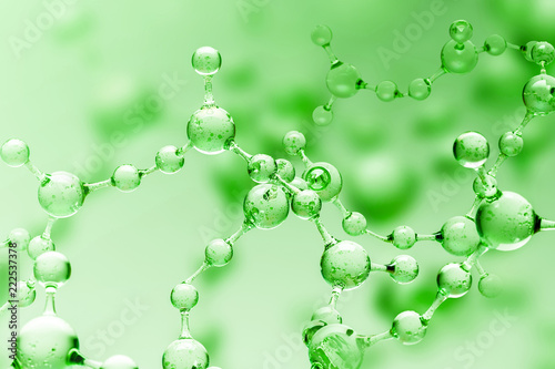 Green transparent molecule model over green
