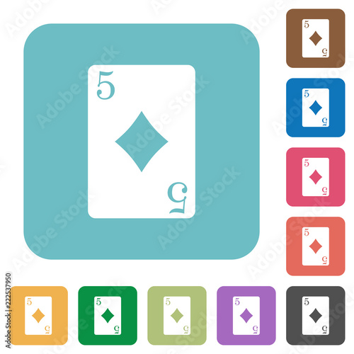 Five of diamonds card rounded square flat icons