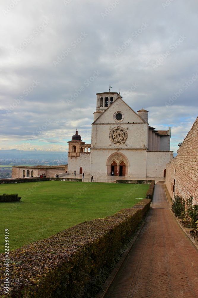 Famous Basilica of St. Francis of Assisi, Unesco heritage, Umbria Italy
