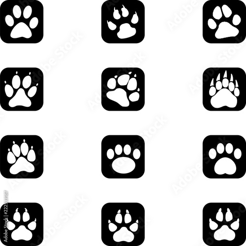 Pfoten, Tierspuren, Buttons, Icons, Aufkleber Label