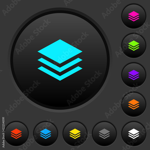 Layers dark push buttons with color icons