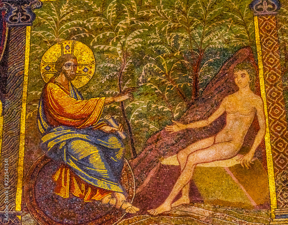 Jesus Christ Adam Mosaic Dome Bapistry Saint John Florence Italy