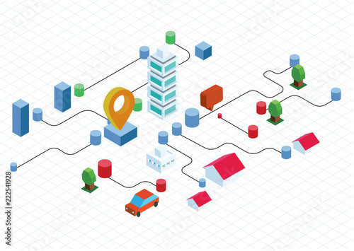 Isometric technology city.