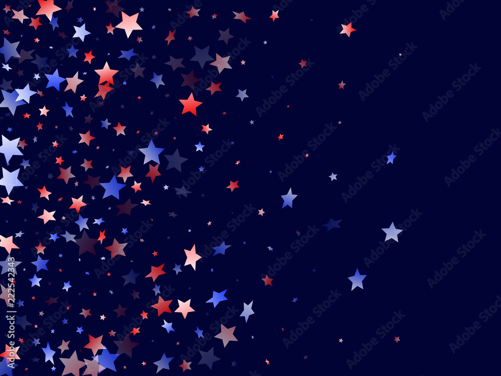 Flying red blue white star sparkles vector american patriotic background. Flying red blue white star sparkles vector american patriotic background.
