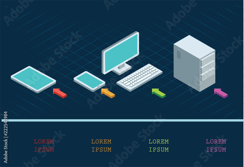 Isometric computer devises photo