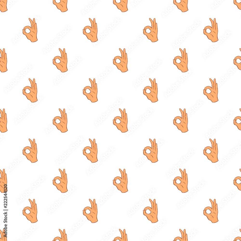 Gesture okay pattern. Cartoon illustration of gesture okay vector pattern for web