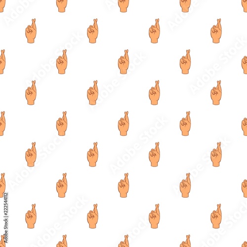 Fingers crossed pattern. Cartoon illustration of fingers crossed vector pattern for web