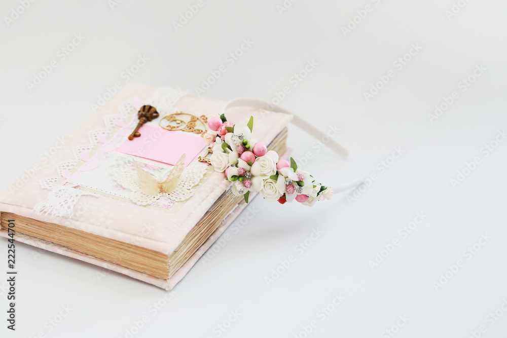 A diary for entries on a white table