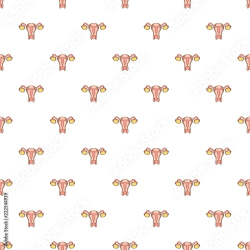 Uterus and ovaries pattern. Cartoon illustration of uterus and ovaries vector pattern for web