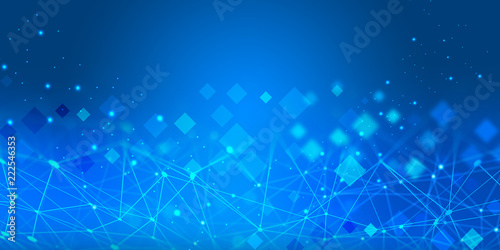 Molecular backgorund on blue gradient lines illustration