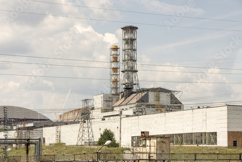 Chernobyl Reactor 4 close up with old sarcophagus