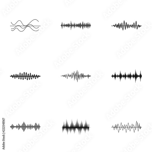 Music icons set. Simple illustration of 9 music vector icons for web