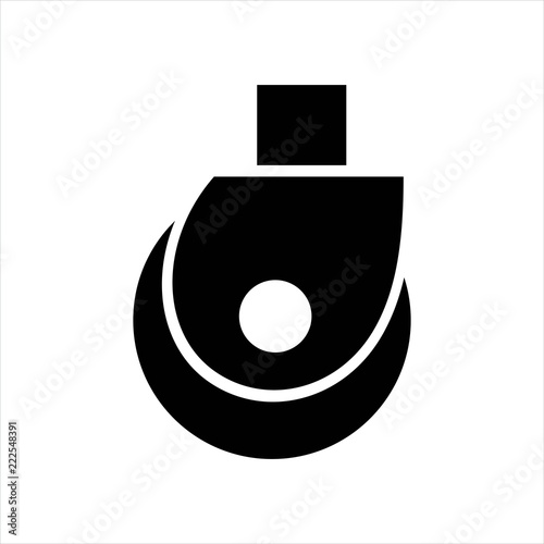 wheel trolley. icon black isolated object