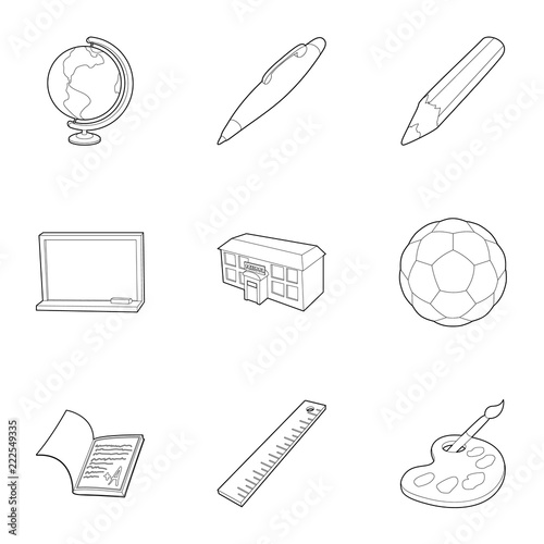 Education icons set. Outline illustration of 9 education vector icons for web