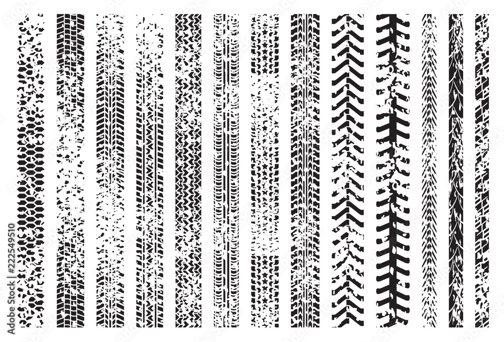 Tire tracks of various vehicles