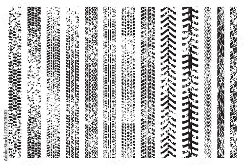Tire tracks of various vehicles
