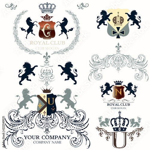 Collection of vector heraldic elements for design