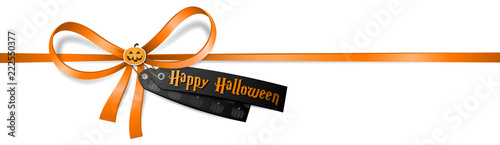 Happy Halloween Schleife mit Halloween Kürbis isoliert