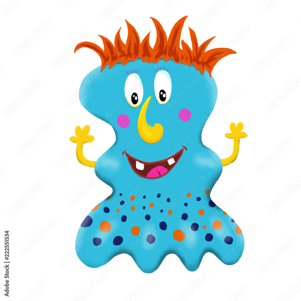 Obraz premium Cute and colorful monster cartoon character. Original Digital illustration.