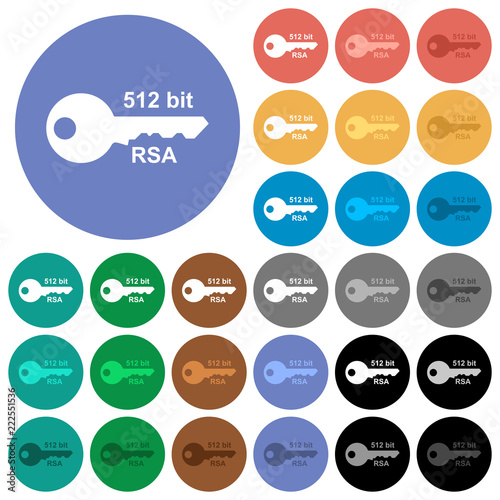 512 bit rsa encryption round flat multi colored icons