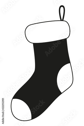 Black and white christmas sock silhouette