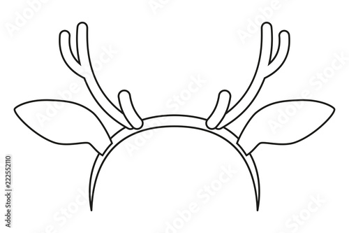 Line art black and white reindeer antler