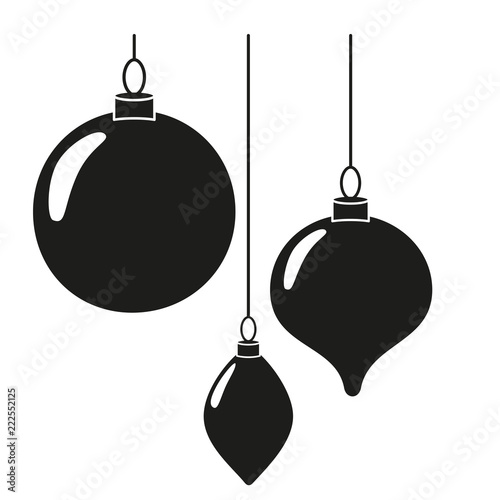 Black white christmas tree decorations silhouette