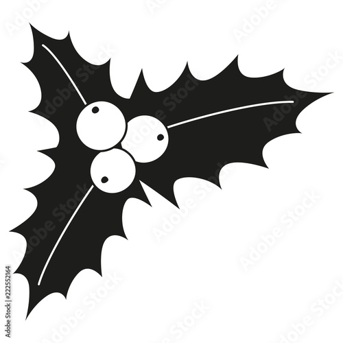 Black and white holly berries silhouette