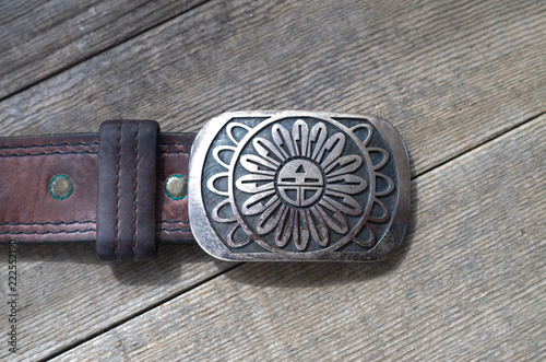Fotografie Navajo sterling silver western belt buckle