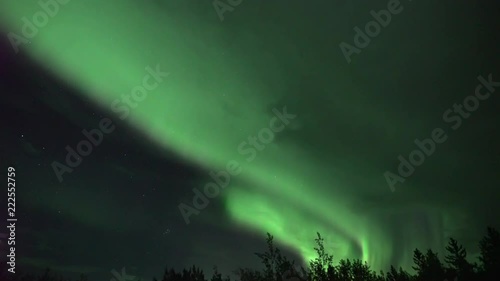 Realistic real time (not timelapse) aurora borealis (northern lights) in Whitehorse, Canada, at 23:49 on September 9, 2018 with 20mm wide-angle lenz photo